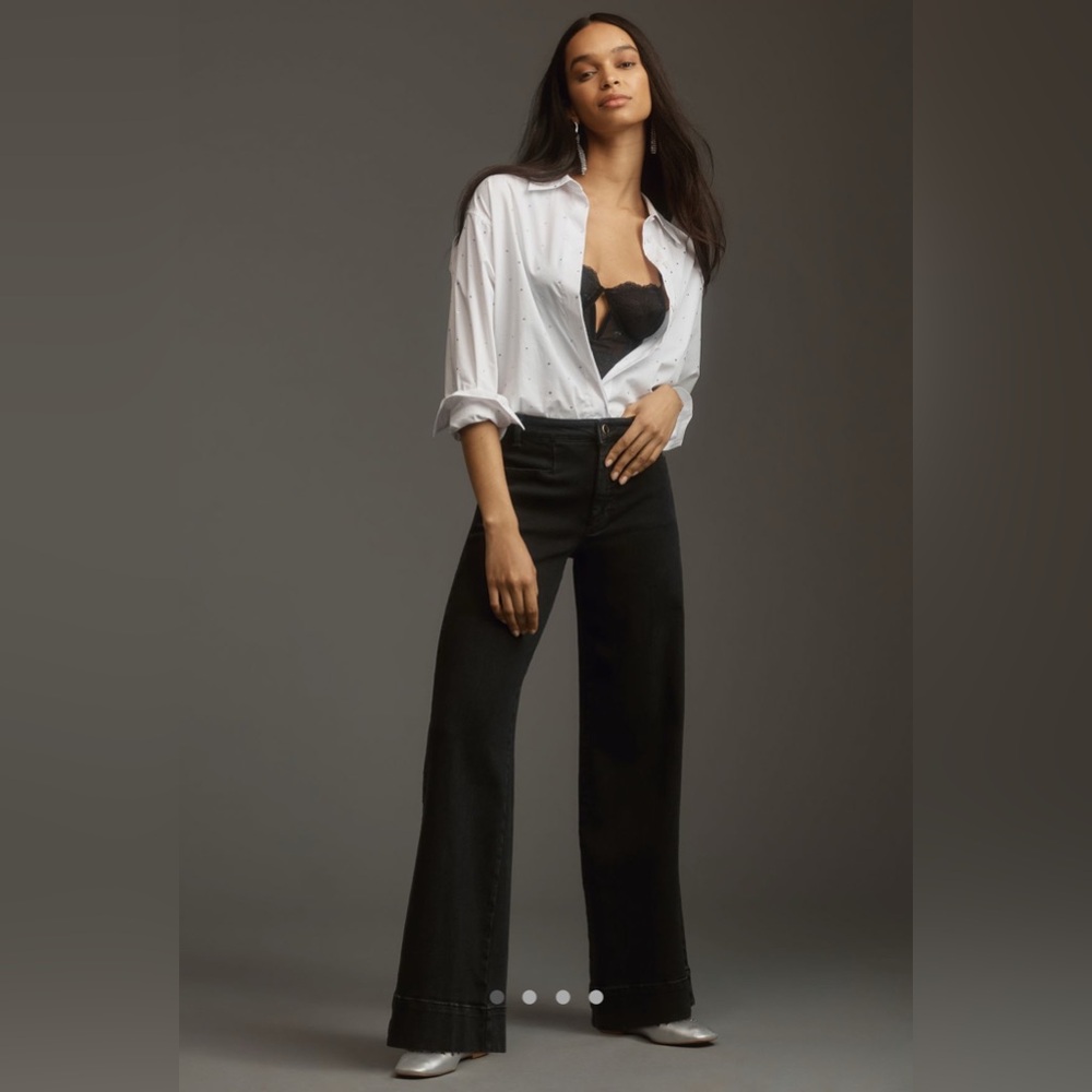 Anthropologie Maeve Low-Rise Wide-Leg Trouser Jeans